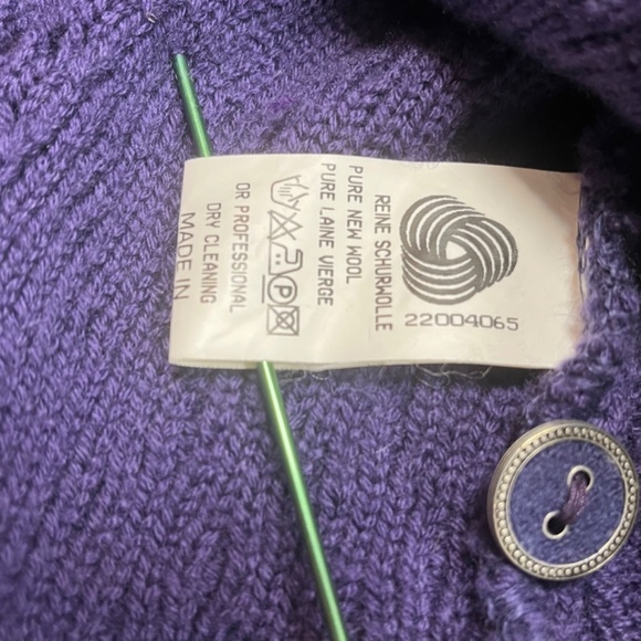 Austrian Wool Geiger Collections Royal Purple Textured Knit Cardigan Tag/Size 36 - Picture 15 of 16